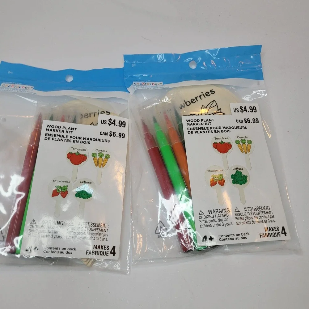 Lot of 2 Kits Creatology Wood Garden Plant Marker Kit Makes‎ 12 Markers Ages 4+